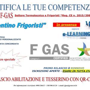 Patentino frigoristi (fgas) settore refrigerazione e climatizzazione